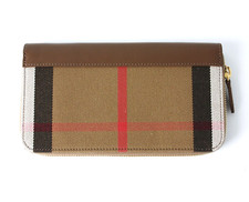 BURBERRY Geldbörse Portemonnaie LS LG ZIP AROUND EARTH braun/beige