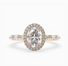 18 Karat Rotgold 2,50 kt Ovalschliff Diamant Verlobungsring...