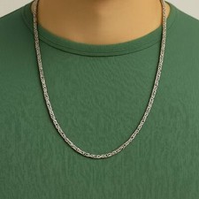 Königskette Rund 4mm Oxidiert Geschwärzt Massiv 925er Silber Kette Damen Herren
