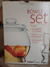 BOWLE SET + DECKEL 9 tlg. BOHEMIA CRISTAL GLAS Bowleset Gefäß, Schöpfer, Gläser