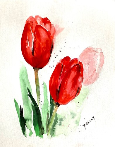Blumen aquarell tulpen malerei - blumen,