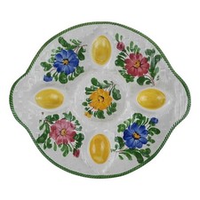 Eierplatte Blumen KeramikMade Italy Handpainted Vintage/Retro-Stil 