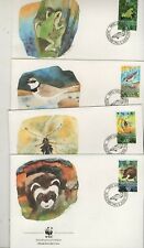 WWF Mi.- Nr.  967-970 Lichtenstein Bedrohte Tiere Vögel Frösche FDC