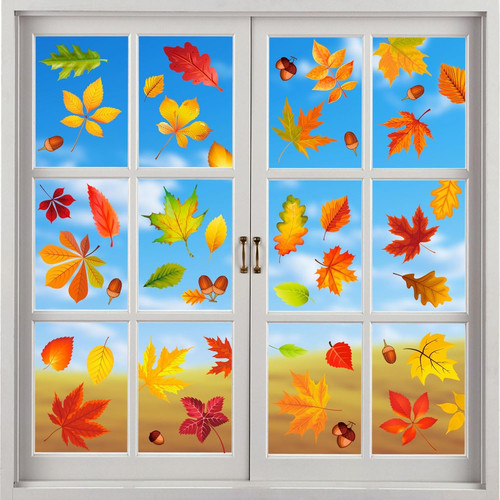 Herbst fensterbilder set - herbst, mit