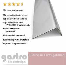 Edelstahl Winkelprofil blank 1,5mm Eckprofil Kantenschutzleiste Winkelblech V2A