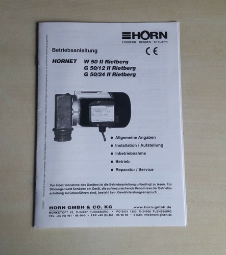 Betriebsanleitung horn pumpe - horn,
