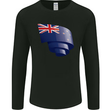Curled New Zealand Flag Zealander Kiwi Day Herren Langarm T-Shirt