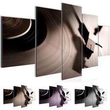 Wandbilder Set Plattenspieler XXL Bild für Wohnzimmer Flur violett grau braun