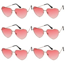 6 Paar herzförmige Hippie-Sonnenbrille Hippie-Specs-Brille, roségoldener Rahmen