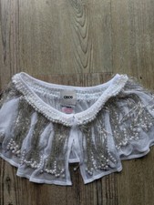 Asos Kragen mit Perlen benäht und Silberfäden mit Perlen-weiß  transparent Neu