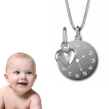 TAUF&GEBURTSUHR KETTE mit Anhänger-ECHT SILBER 925-INKL.KETTE&GRAVUR