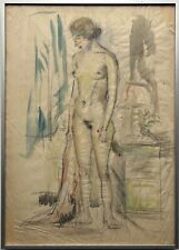 Aquarell stehender weiblicher Akt Frau Anonym 1. Hälfte 20. Jahrhundert