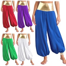 DE Frauen Haremshose Metallic glänzende Laterne lange Hose arabisches Kostüm