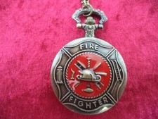 Taschenuhr "FIRE FIGHTER" altmessingfarben mit Kette NEU + OVP Feuerwehr Brand