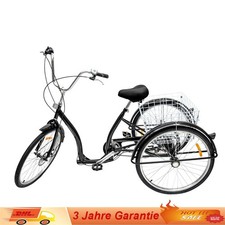 26 Zoll 3 Räder Dreirad für Erwachsene , 6-Gang Seniorenfahrrad mit Einkaufskorb