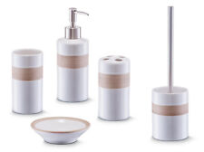 Bad-Accessoires-Set, 5-tlg., Keramik, in Weiß, Schwarz oder Beige/Braun Zeller