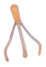 alte Hacke hacken Kralle Werkzeug Egge Gartenhacke Eisen 3 Zinken Aufsatz klein