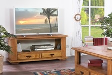 MEXICO Hacienda TV Phono Tisch Lowboard Kommode, Pinie massiv, Mexiko Möbel