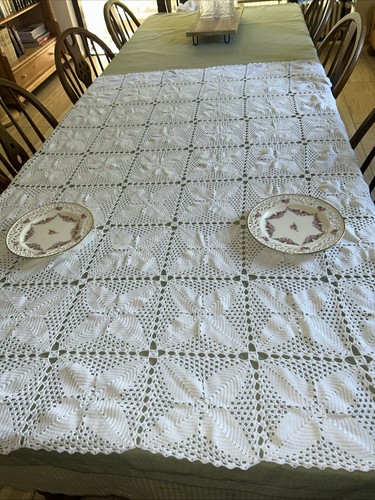 Tischdecke gehäkelt shabby - tischdecke,