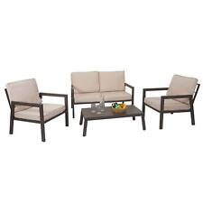 B-Ware Garnitur MCW-L64, Lounge-Set Sitzgruppe Sofa, Metall Polster creme-weiß