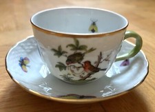 Herend Rothschild Tasse-Untertasse-Vögel- 1728/RO - Goldrand - wie neu - selten