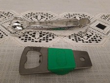 DDR METAWA Flaschenöffner Kapselheber grün und Zuckerzange Hammerschlagoptik