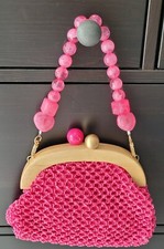 Handtasche/Schultertasche, fuchsia,Sisalgeflecht, handgefertigt (Unikat)