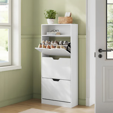 Schuhschrank Metall Schuhregal Schmal Schuhkipper mit Magnet Klappen Schuhablage