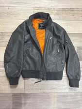 BW Lederjacke Flieger Grau, 100% Büffel-Nappa-Leder, Futter Orange Nylon, Gr. 56