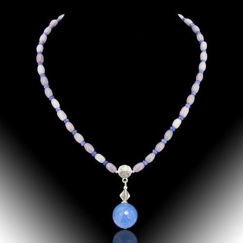 Hellblau chalzedon kette mit - hellblau,
