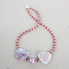 Achat + Rot Aventurin  Kette, und Feuerachat  45 cm, Silber ,( RB-24 )