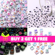 Alphabet Buchstabe Perlen Vielfalt mehrfarbig runder Würfel süß zum Selbermachen Schmuck Handwerk UK