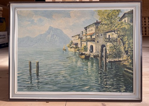 Vintage wandbild gandria - wandbild,