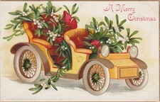 Präge-AK  Auto mit Pflanzen- USA