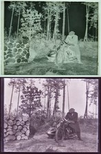 Seltenes Foto Glasnegativ - Motorrad SUNBEAM 9 ? mit Beiwagen - Original um 1931