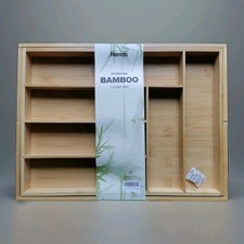 Bambus Besteckkasten, Verstellbarer Schubladen Einsatz & Organizer 6–8 Fächer