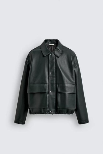 Schwarze kunstlederjacke - schwarze,