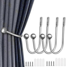 5 Silber U-Form Metall Raffbügel Vorhang Raffhalter Wandbefestigung Wohnzimmer