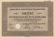 Teppich Werke Berlin Treptow AG 1939 Münchberg Färberei Forchheim Spinnerei 500