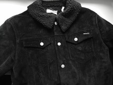 PREACH Cord Jacke Schwarz mit Fell-Kragen Größe L