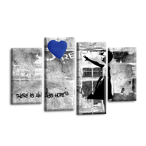 Banksy wandbild blau grau - wandbild,