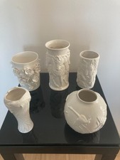 5 Stk Weiße Vasen Porzellan mit Blumen- und Tierdeko, Zara Home, Neuwertig