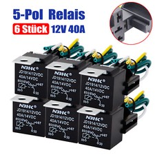 6pcs KFZ Relais 12V 40A Wechselrelais 5 Pol Wechsler Öffner Schließer mit Sockel