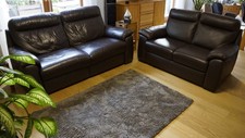 Vollleder Couch mit Relax Funktion Dunkelbraun 3er&2er