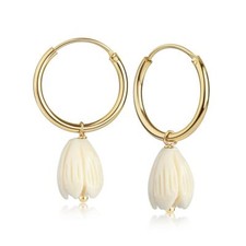 Damen Ohrringe Gold vergoldet Blume 24 Karat Magnolie Symbol Wasserfest O6256DL