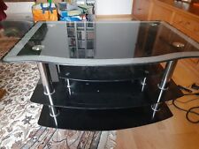 Sehr schönes TV-Rack aus Glas - schwarz mit Glitzereffekt mit 4 Glasböden