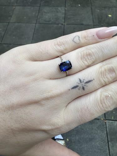 18k weißgold ring saphir blau - weißgold,