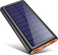 Power Bank Solar 26800mAh, Solar Powerbank mit Solarpanel, 2 Ausgängen 4 LED Ind