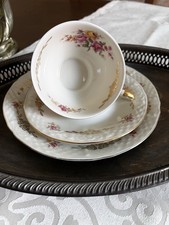 Bavaria Sammeltasse Gedeck 3 teilig Porzellan Vintage Kaffee Tee Goldrand Blume