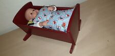 Puppen Bett aus Holz als Wiege mit Puppe und Zubehör
